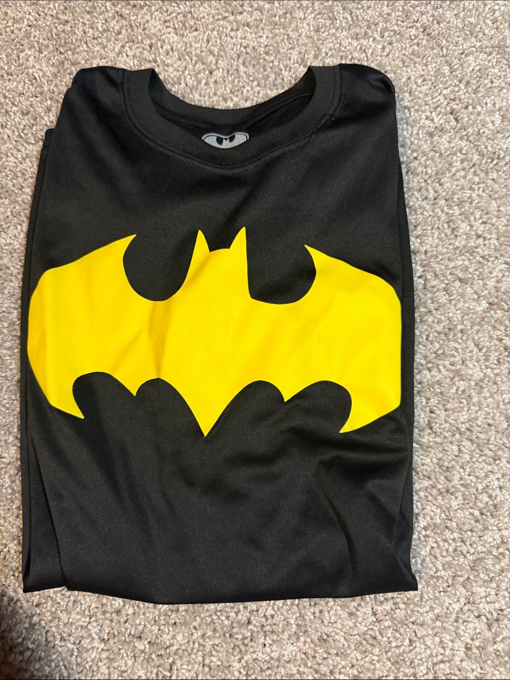 Kids Black and Yellow Bat Logo Costume Shirt
